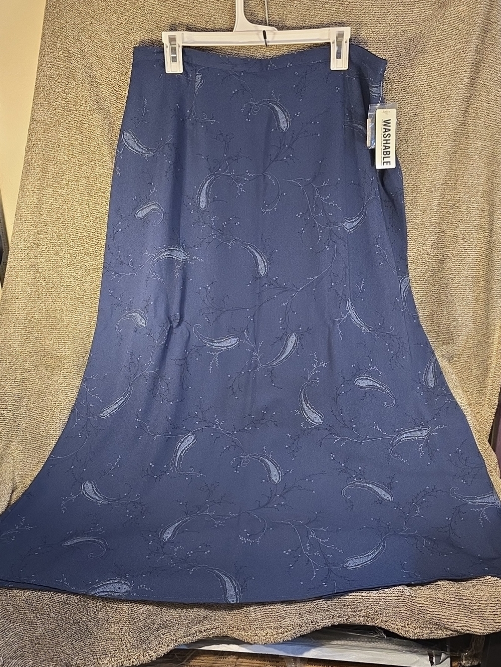 Worthington Navy Floral-Feather Maxi Skirt